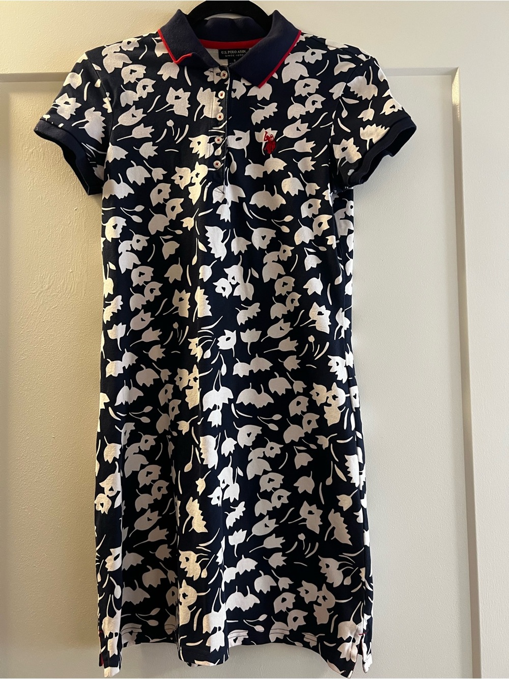Navy Floral Polo Dress